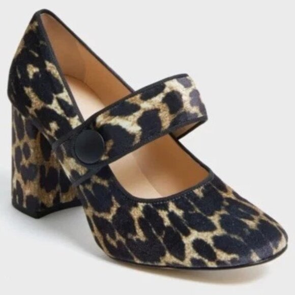 TUCKERNUCK Leopard Print Velvet Ellie Block Maryjane Heels Pumps Sz 9 - Picture 1 of 5